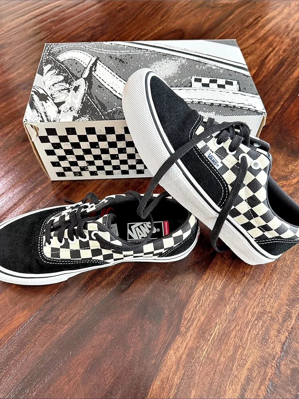 Vans Sk8-Hi Skate Era Checkered Sneakers Black & White US 7.5 Like New